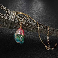 Trendy Natural Stone Gold Line Colorful Handmade Necklace