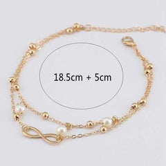 Fashion Infinity Knot Multilayer Women's Anklets Bead Pearl