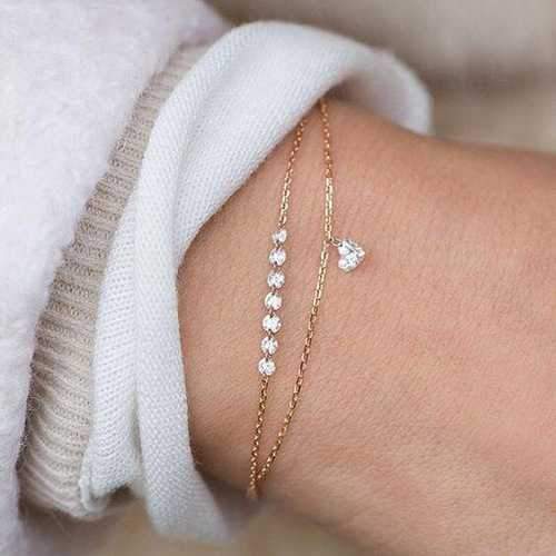Trendy Heart Crystal Charm Multilayer Bracelet