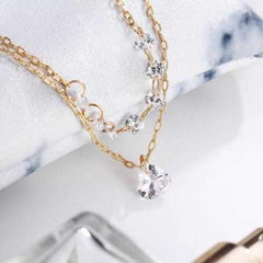 Trendy Heart Crystal Charm Multilayer Bracelet