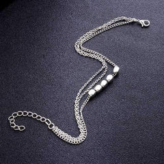 Trendy Sterling Silver Plated  Beads Anklet