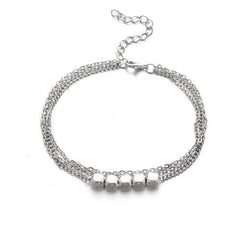 Trendy Sterling Silver Plated  Beads Anklet