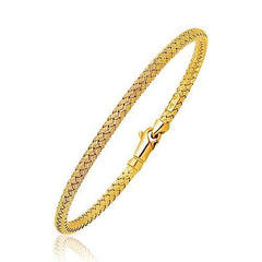 Fancy Weave Bangle in 14k Yellow Gold (3.0mm), size 7.25''
