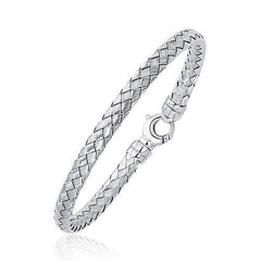 Fancy Weave Bangle in 14k White Gold (5.0mm), size 7.25''