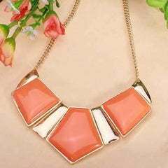 Geometric Pendant Statement Necklace Gold Plated Chain Choker