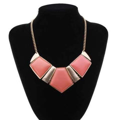 Geometric Pendant Statement Necklace Gold Plated Chain Choker