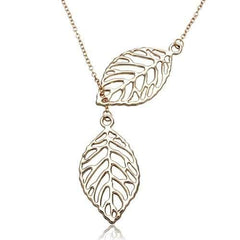 Vintage Gold Silver Big Leaf Pendant Clavicle Chain Necklace For Women