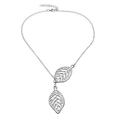 Vintage Gold Silver Big Leaf Pendant Clavicle Chain Necklace For Women