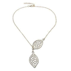 Vintage Gold Silver Big Leaf Pendant Clavicle Chain Necklace For Women