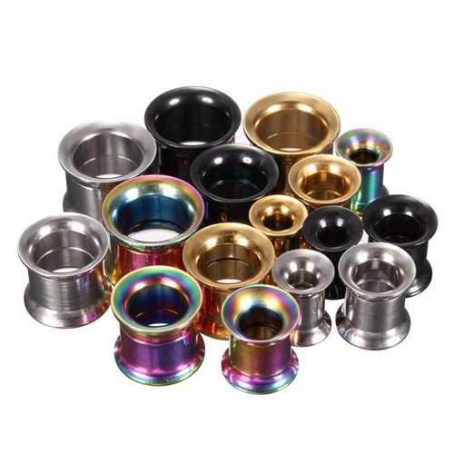 1pc Stainless Steel Flared Ear Plug Hollow Expander Tunnel Piercing