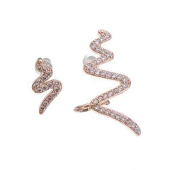 1set 925 Silver 18K Gold Plated Zircon Asymmetric Lightning Earrings