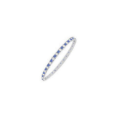 Sapphire and Diamond Eternity Bangle : 14K White Gold - 2.00 CT TGW