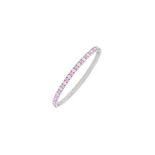 Pink Sapphire and Diamond Eternity Bangle : 14K White Gold - 3.00 CT TGW