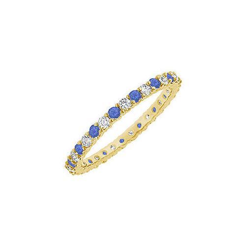 Sapphire and Diamond Eternity Bangle : 14K Yellow Gold - 10.00 CT TGW
