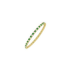 Emerald and Diamond Eternity Bangle : 14K Yellow Gold - 2.00 CT TGW