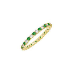 Emerald and Diamond Eternity Bangle : 14K Yellow Gold - 6.00 CT TGW