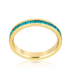 Stylish Stackables Turquoise Crystal Gold Ring