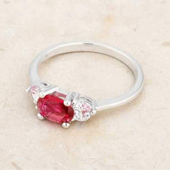 Miranna 1.2ct Fuchsia CZ Rhodium Classic Oval Ring