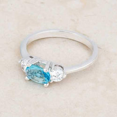 Miranna 1.2ct Blue Topaz CZ Rhodium Classic Oval Ring