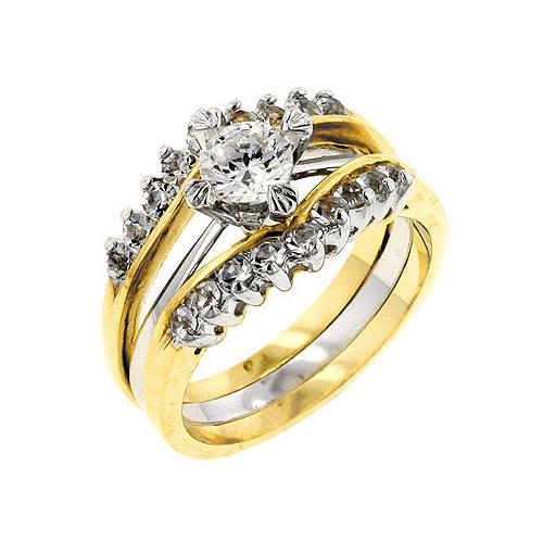 Two Tone Cubic Zirconia Anniversary Ring Set