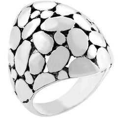 Rhodium Plated Cobblestone Ring
