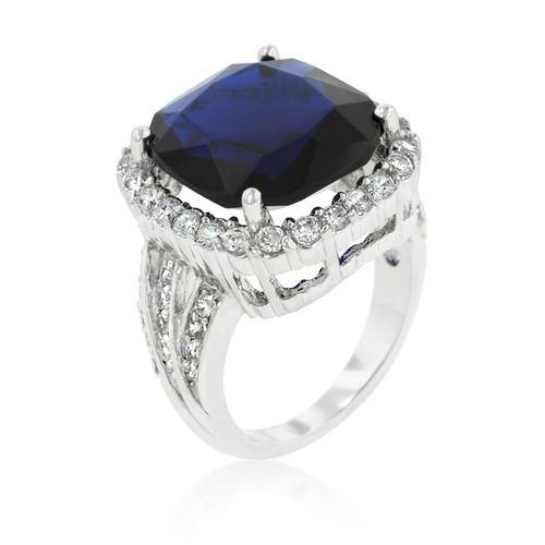 Deep Blue Sapphire Engagement Ring