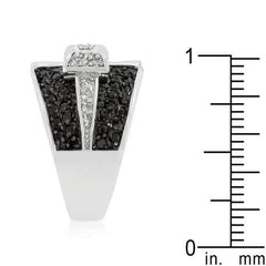 Jet Black and Clear Cubic Zirconia Bow Tie Ring