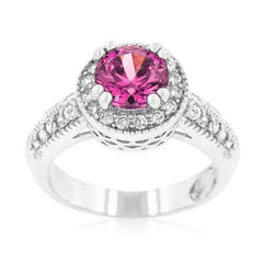 Fuchsia Halo Engagement Ring