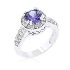 Dark Purple Halo Engagement Ring