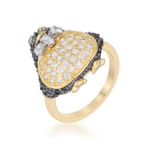 Jet Black Cubic Zirconia Penguin Fashion Ring