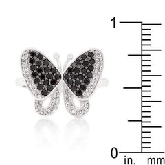 Black and White Cubic Zirconia Butterfly Ring