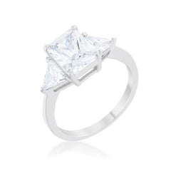 Classic Clear Rhodium Engagement Ring