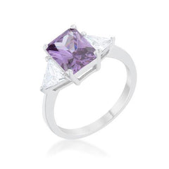 Classic Amethyst Rhodium Engagement Ring