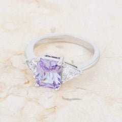 Classic Lavender White Gold Rhodium Engagement Ring