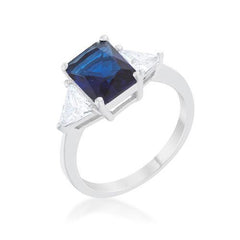 Classic Sapphire Rhodium Engagement Ring