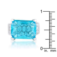 Mina 15.4ct Aqua CZ Rhodium Cocktail Ring