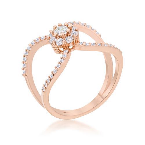 Joyce 0.4ct CZ Rose Gold Delicate Floral Wrap Ring