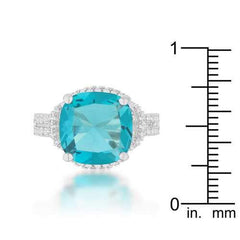 Charlene 6.2ct Aqua CZ Rhodium Classic Statement Ring