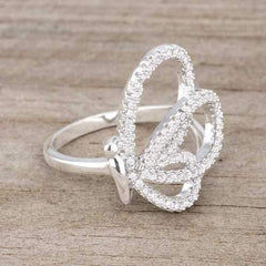 Bea 0.4ct CZ Rhodium Pave Butterfly Ring