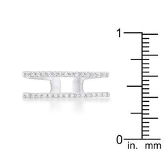 Jenn 0.2ct CZ Rhodium Pave Parallel Ring