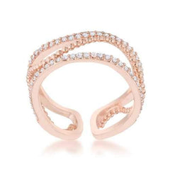 Marina 0.5ct CZ Rose Gold Abstract Cuff Ring