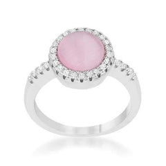 Patricia 0.3ct CZ Pink Cat's Eye Rhodium Classic Ring