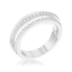 Laurie 0.2ct CZ Rhodium Contemporary Trio Band Ring