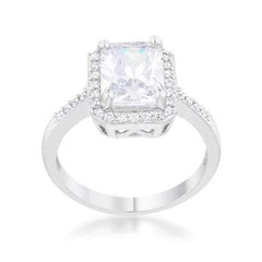 Ariana 2.95ct CZ Rhodium Classic Ring