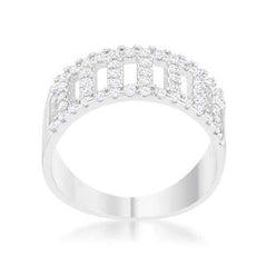 Rey 0.5ct CZ Rhodium Contemporary Band Ring