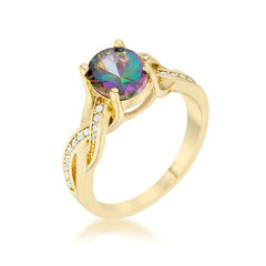 Justine 2ct Mystic CZ 14k Gold Classic Oval Ring