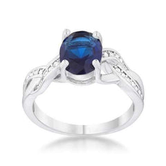 Justine 2ct Sapphire CZ Rhodium Classic Oval Ring