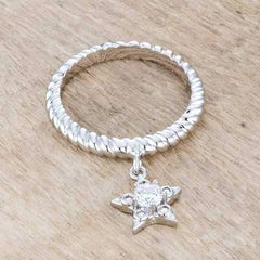 Cubic Zirconia Star Charm Fashion Ring